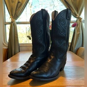 Justin Boots Black Leather Women's Cowboy Boots